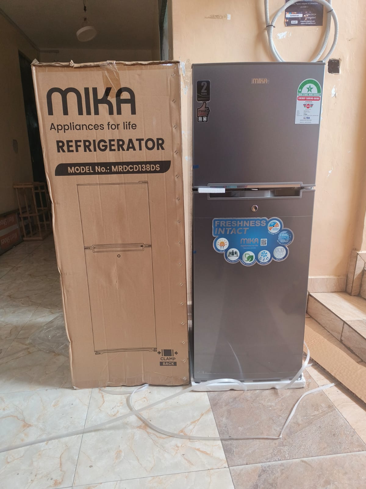 Mika 138 litres double door refrigerator